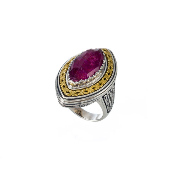 Color Navette Ring Sterling Silver 925 with Gold Plated parts - Image 2