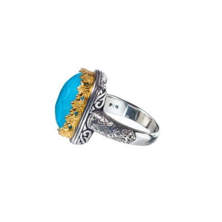 Rectangular Color Ring Sterling Silver 925 with Gold Plated parts