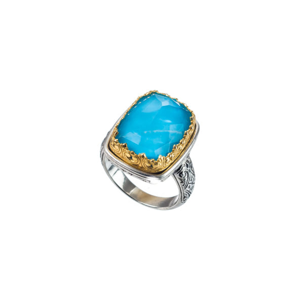 Rectangular Color Ring Sterling Silver 925 with Gold Plated parts - Image 3