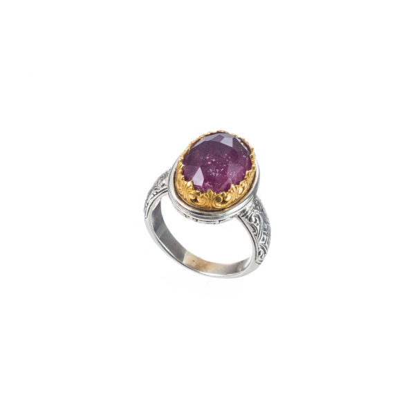 Oval Color Ring Sterling Silver 925 with Gold Plated parts - Image 2