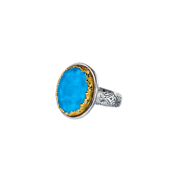 Oval Color Ring Sterling Silver 925 with Gold Plated parts - Image 3