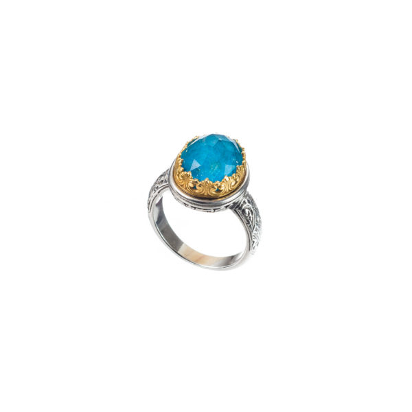 Oval Color Ring Sterling Silver 925 with Gold Plated parts - Image 2