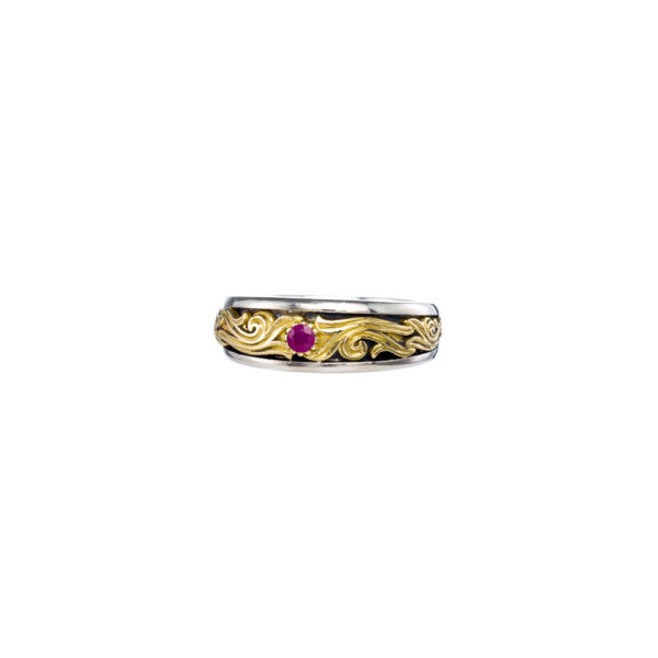 Byzantine Band Ring k18 Yellow Gold and Sterling Silver 925 - Image 2