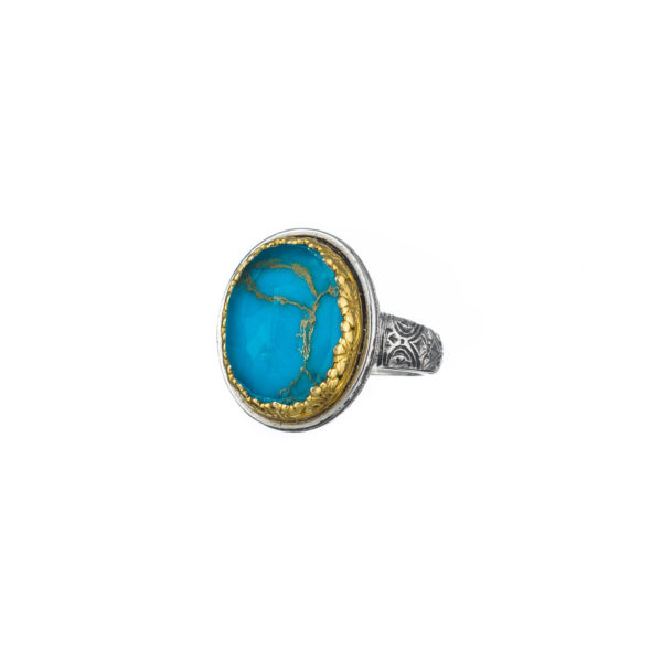 Oval Color Ring Sterling Silver 925 with Gold Plated parts - Image 4