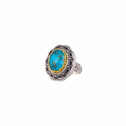 Oval Color Ring Sterling Silver 925 with Gold Plated parts