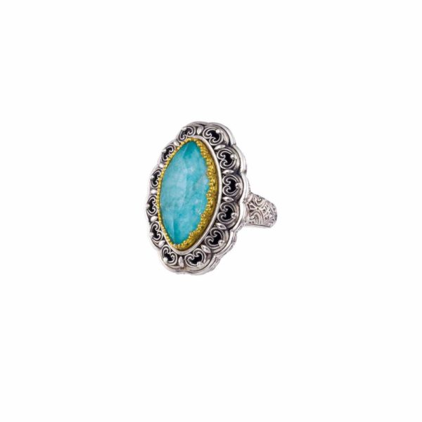 Color Navette Ring Sterling Silver 925 with Gold Plated parts - Image 5