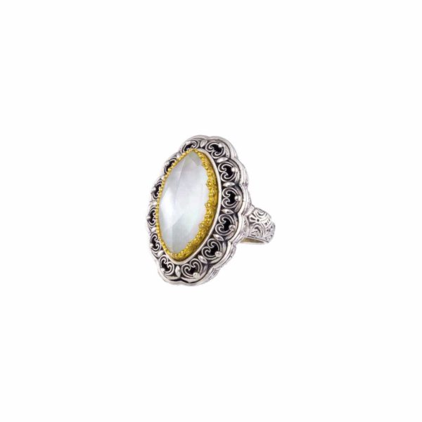 Color Navette Ring Sterling Silver 925 with Gold Plated parts - Image 3