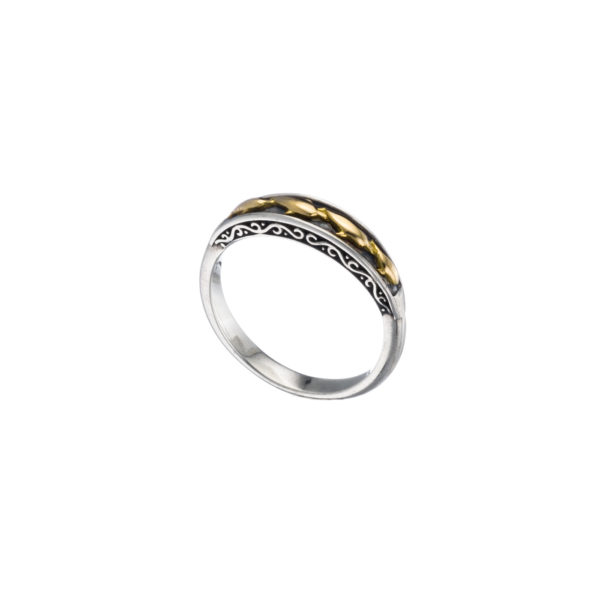 Dolphins Band Ring k18 Yellow Gold and Sterling Silver 925