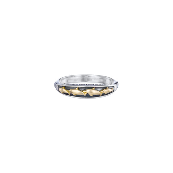 Dolphins Band Ring k18 Yellow Gold and Sterling Silver 925 - Image 2