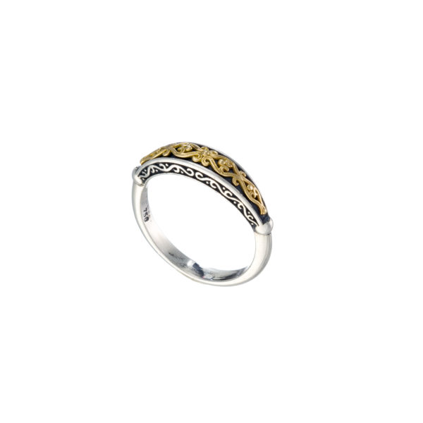 Byzantine Band Ring k18 Yellow Gold and Sterling Silver 925 - Image 2