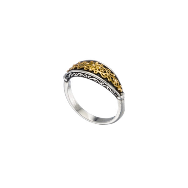 Byzantine Band Ring k18 Yellow Gold and Sterling Silver 925