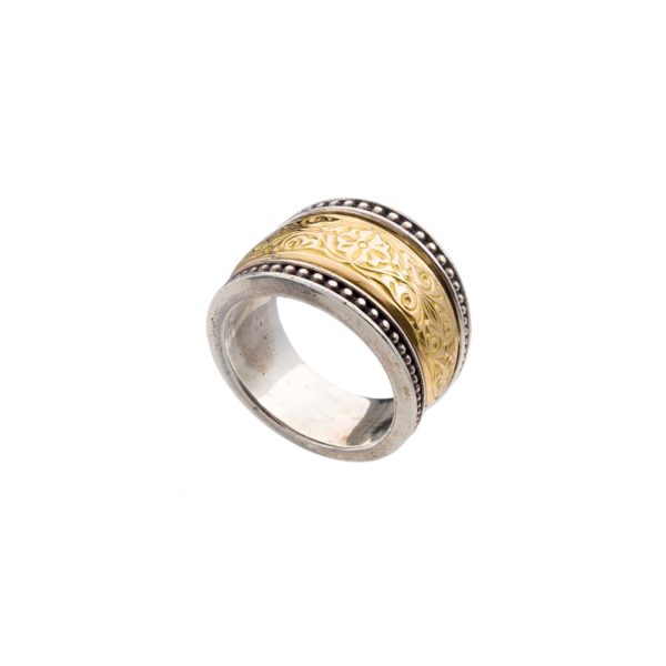 Byzantine Band Ring k18 Yellow Gold and Sterling Silver 925 - Image 3