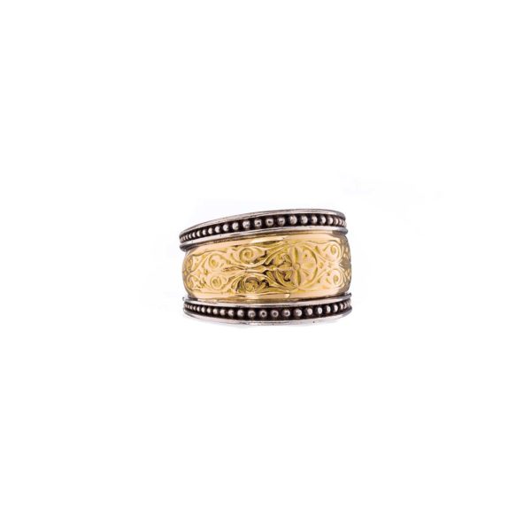 Byzantine Band Ring k18 Yellow Gold and Sterling Silver 925 - Image 2