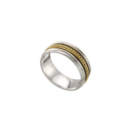 8mm Band Ring k18 Yellow Gold  and Sterling Silver 925
