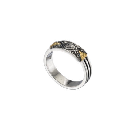 Byzantine  Band Ring k18 Yellow Gold and Sterling Silver 925