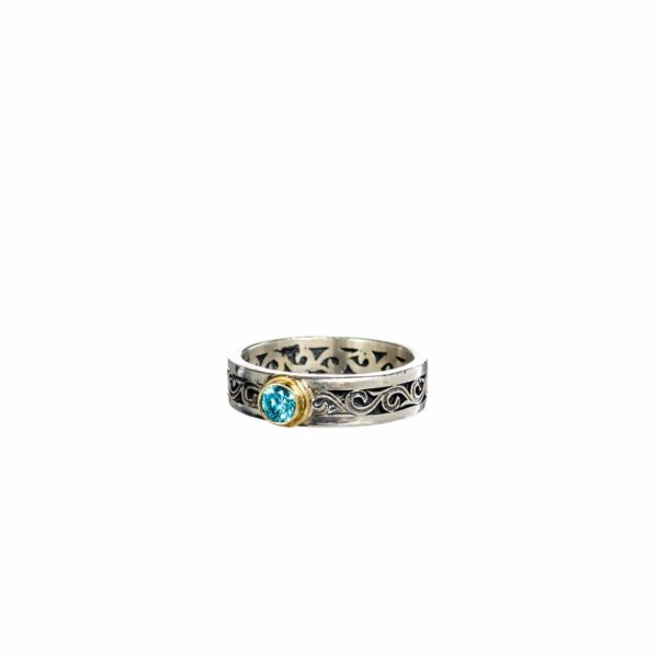 Byzantine Band Ring k18 Yellow Gold and Sterling Silver 925