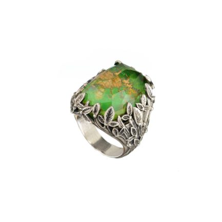 Cyclamen Ring Rectangular Color in Sterling Silver 925