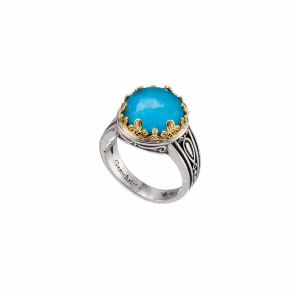 Round Color Ring in k18 Yellow Gold and Sterling Silver 925 - Image 2