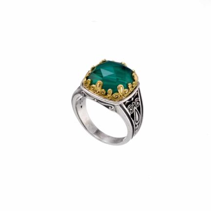 Square Color Ring in k18 Yellow Gold and Sterling Silver 925