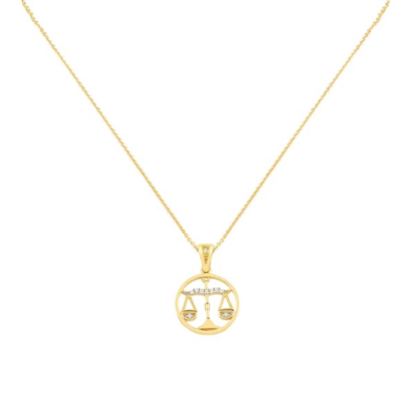 Libra Zodiac Gold sign Necklace Charms k14 - Image 2