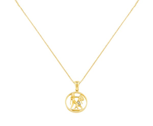 Gemini Zodiac Gold sign Necklace Charms k14 - Image 2