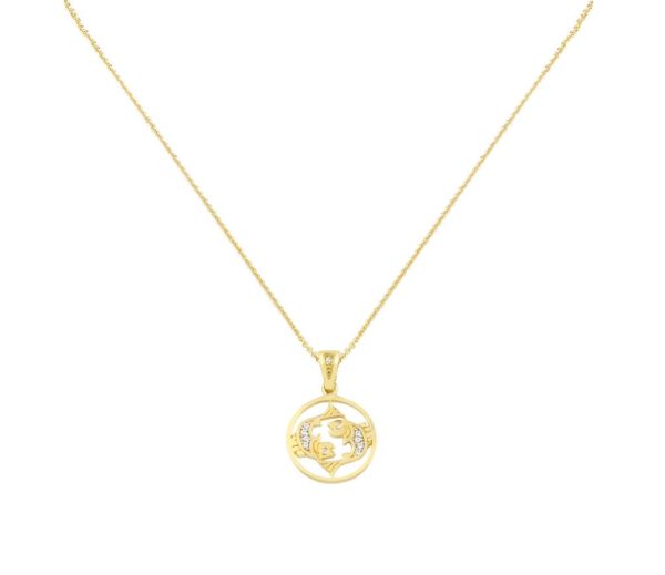 Pisces Zodiac Gold sign Necklace Charms k14