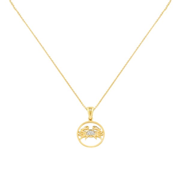 Cancer Zodiac Gold sign Necklace Charms k14