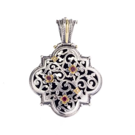 Garden Shadows Pendant in k18 Gold and Silver with Rubies 3056