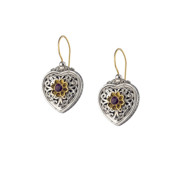 Heart Earrings in k18 Yellow Gold and Sterling Silver