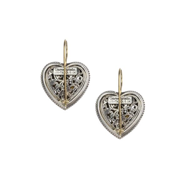 Hearts Earrings in k18 Yellow Gold and Sterling Silver