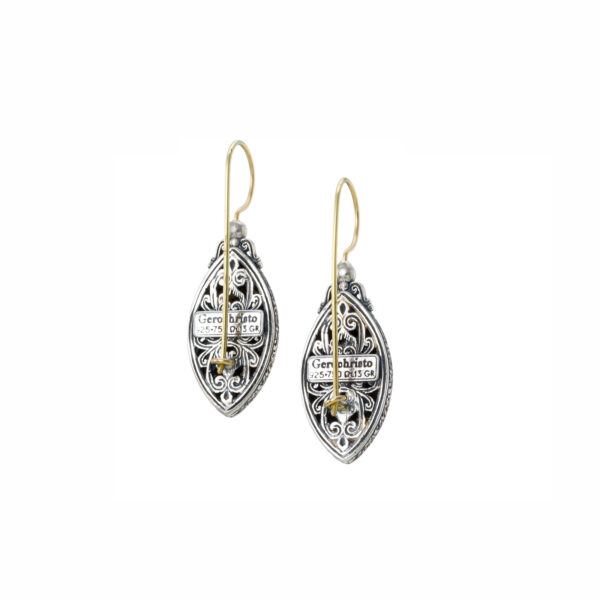 Marquise Earrings in k18 Gold and Sterling Silver with Brown Diamonds