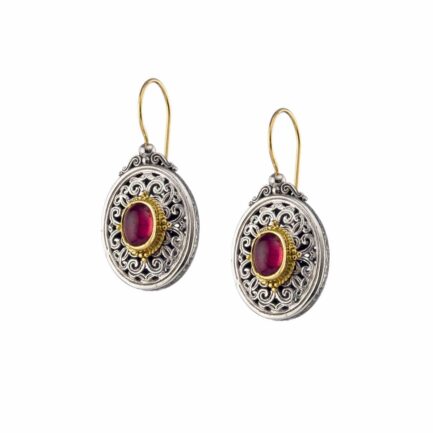 Mediterranean Earrings Oval in k18 Yellow Gold and Sterling Silver 925