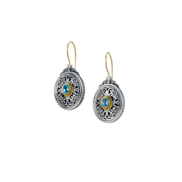 Mediterranean Oval Earrings in k18 Yellow Gold and Sterling Silver