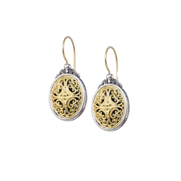 Mediterranean Oval Earrings in k18 Yellow Gold and Sterling Silver 925