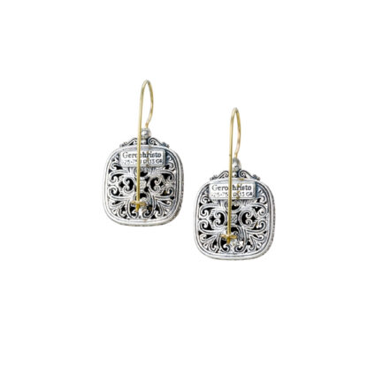 Mediterranean Square Earrings in k18 Yellow Gold and Sterling Silver 925