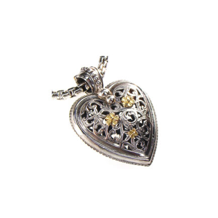 Medium Heart Pendant in k18 Gold and Sterling Silver 3050