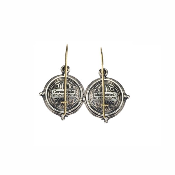 Round Earrings in k18 Yellow Gold and Sterling Silver 925