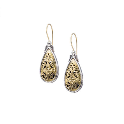 Tear Earrings in k18 Yellow Gold and Sterling Silver 925