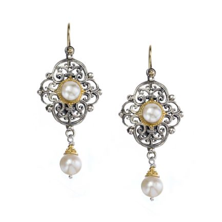 Drop Earrings for Women’s 18k Yellow Gold and Sterling Silver 925