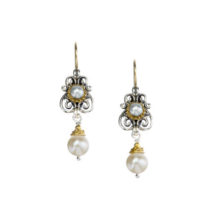 Drop Earrings for Women’s 18k Yellow Gold and Sterling Silver 925