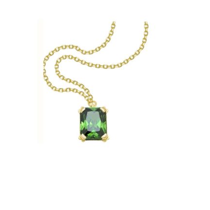 Emerald Cut Green Solitaire Pendant Necklace in k14 yellow Gold