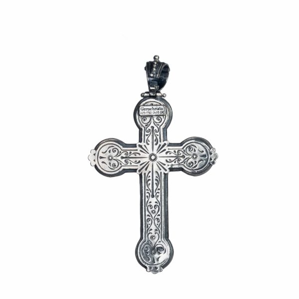 Byzantine Cross Pendant 18k Yellow Gold and Sterling Silver 925 - Image 4