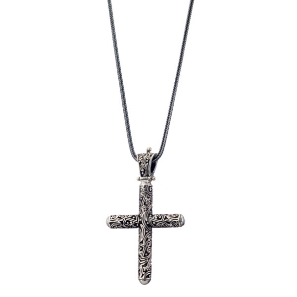 Men’s Byzantine Cross Pendant in Sterling Silver 925 - Image 2