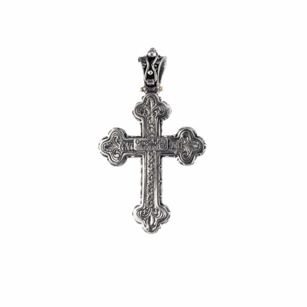 Byzantine Cross Pendant 18k Yellow Gold and Sterling Silver 925 - Image 2