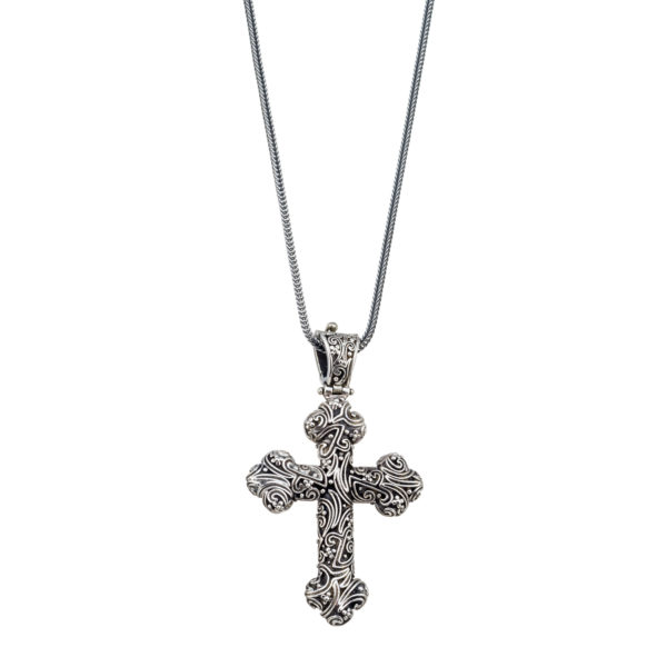 Men’s Byzantine Cross Pendant in Sterling Silver 925 - Image 2