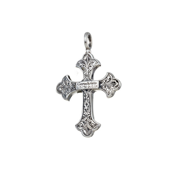 Byzantine Cross Pendant 18k Yellow Gold and Sterling Silver 925 - Image 3