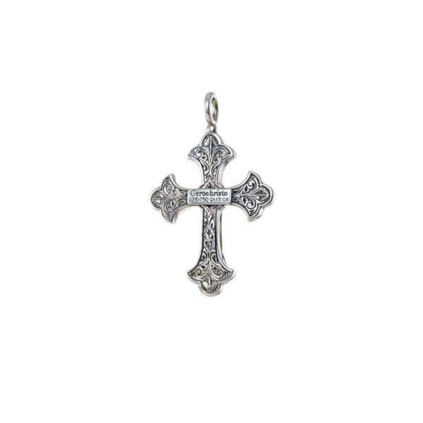 Byzantine Cross Pendant 18k Yellow Gold and Sterling Silver 925 - Image 2