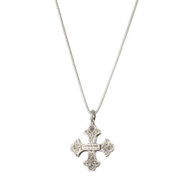 Byzantine Cross Pendant 18k Yellow Gold and Sterling Silver 925 - Image 3