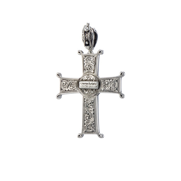 Chi-Rho Filigree Faith Large Cross Pendant 18k Yellow Gold and Sterling Silver 925 - Image 3