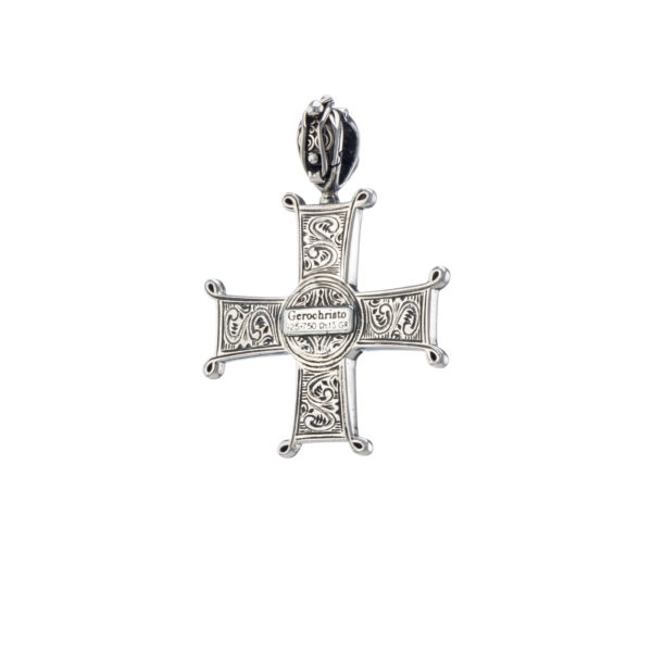 Chi-Rho Filigree Faith Large Cross Pendant 18k Yellow Gold and Sterling Silver 925 - Image 3